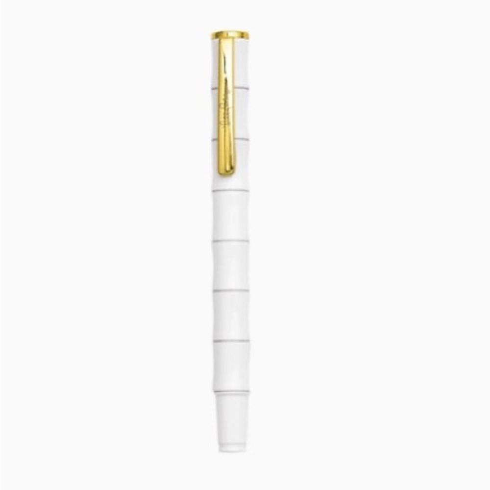 NWT Lilly Pulitzer White Bamboo Pen with Gold Clip Black Ink